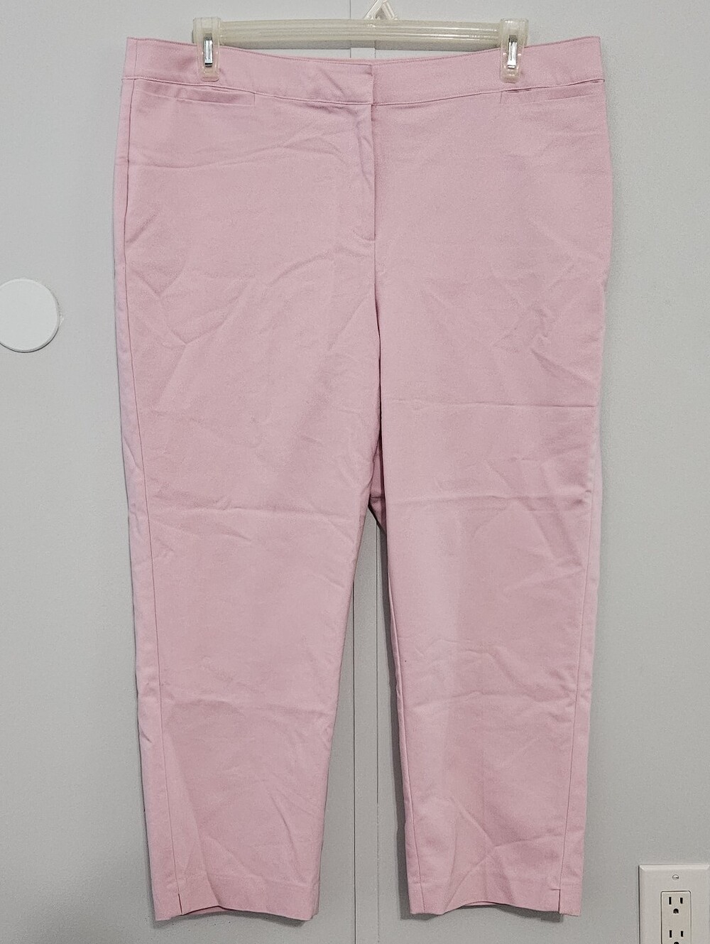 Ruby Rd Women Size 18W Pink Zippered Capri Dress Pants Trousers with Flat Hook